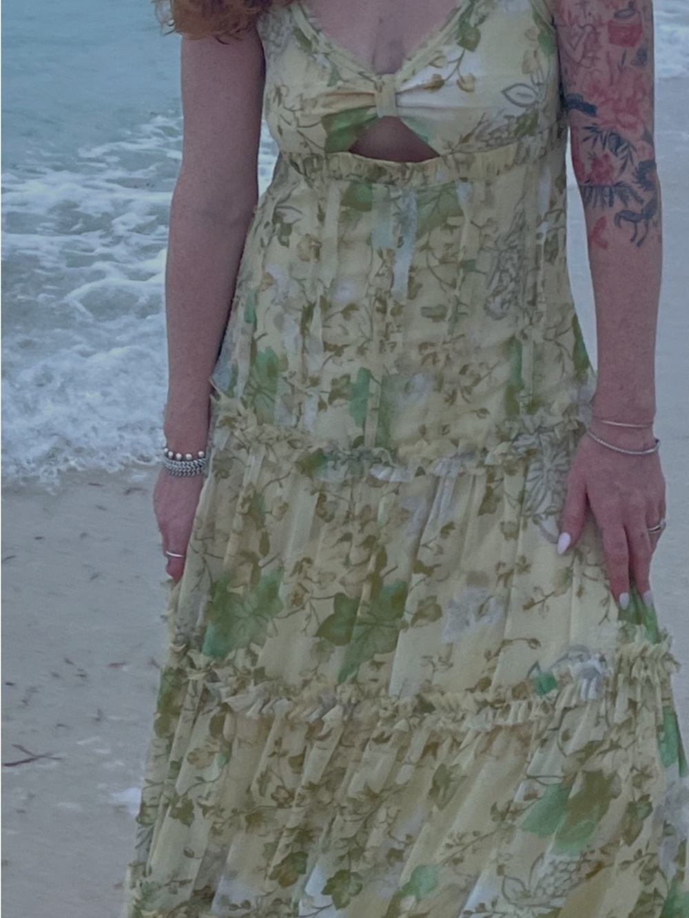 ASOS Green and Cream Floral Maxi Dress